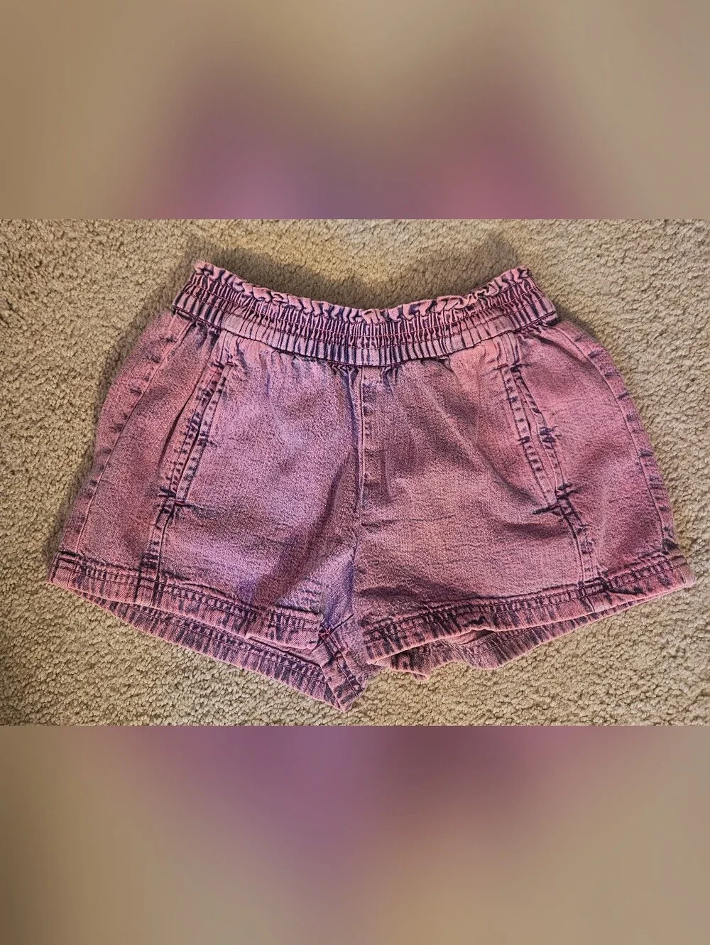 Gap Kids Girls Pink Acid Wash Denim Easy Shorts Pull-On Elastic Waist Size Med/8